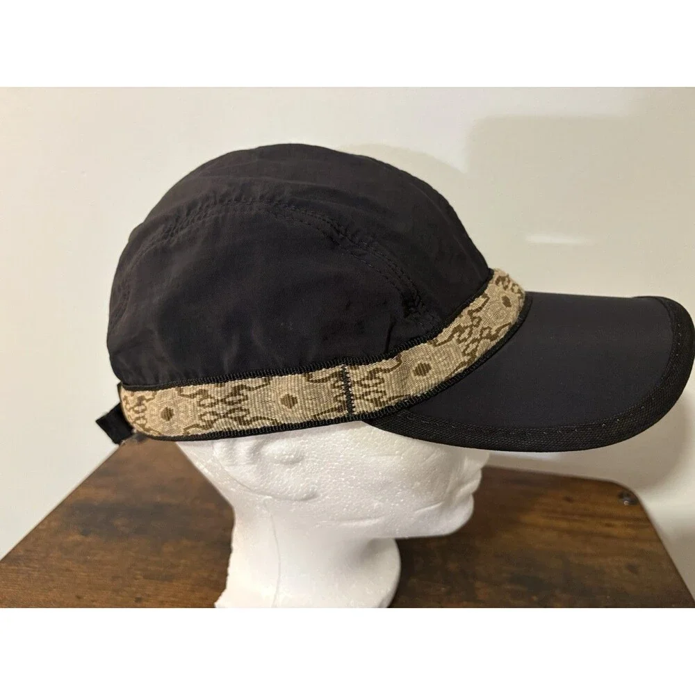 Kavu Synthetic Strapcap Hat Cap Size Medium Black Beige Trim 4 Panel Sports USA
